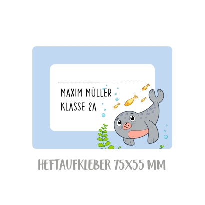 Namensaufkleber Set fr die Schule Robbe