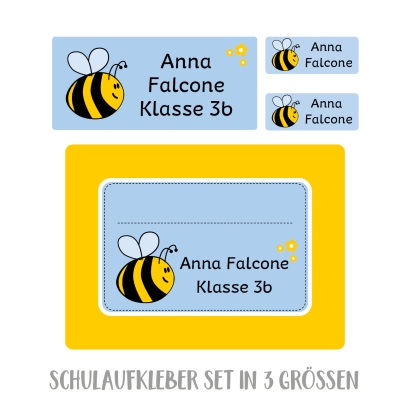 Namensaufkleber Set fr die Schule Biene