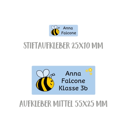 Namensaufkleber Set fr die Schule Biene