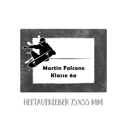 Namensaufkleber Set fr die Schule Skaterboy