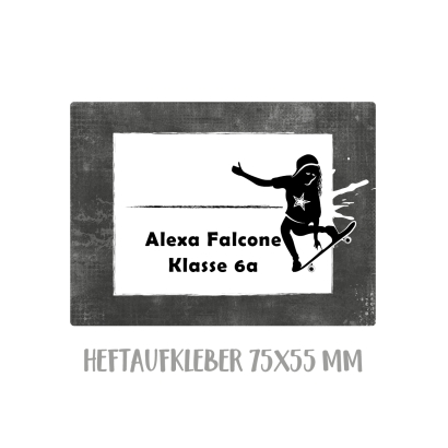 Namensaufkleber Set fr die Schule Skatergirl