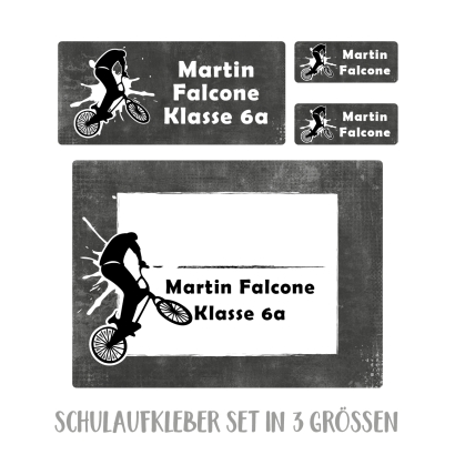 Namensaufkleber Set fr die Schule BMX