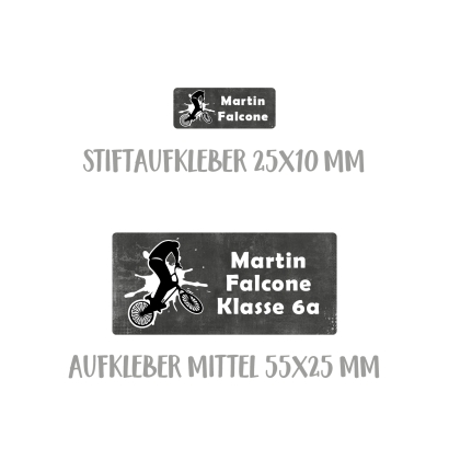 Namensaufkleber Set fr die Schule BMX