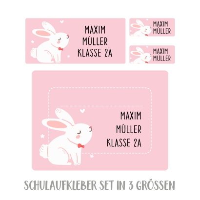 Namensaufkleber Set fr die Schule Hase