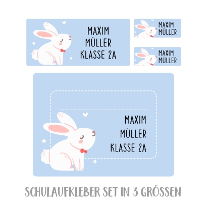Namensaufkleber Set fr die Schule Hase