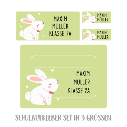 Namensaufkleber Set fr die Schule Hase