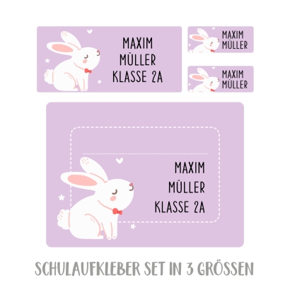 Namensaufkleber Set fr die Schule Hase