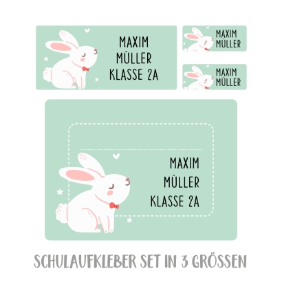 Namensaufkleber Set fr die Schule Hase