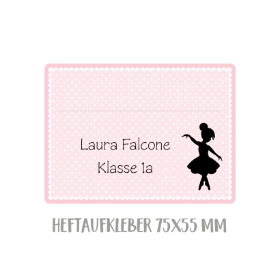 Namensaufkleber Set fr die Schule Ballerina