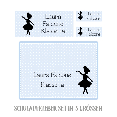 Namensaufkleber Set fr die Schule Ballerina