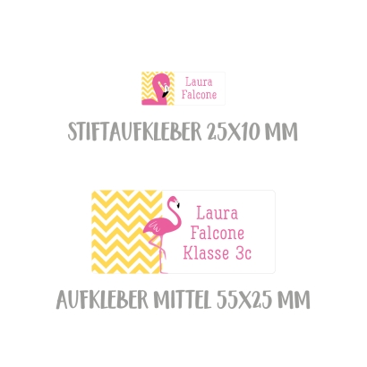 Namensaufkleber Set fr die Schule Flamingo