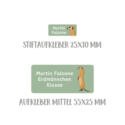 Namensaufkleber Set fr die Schule Erdmnnchen