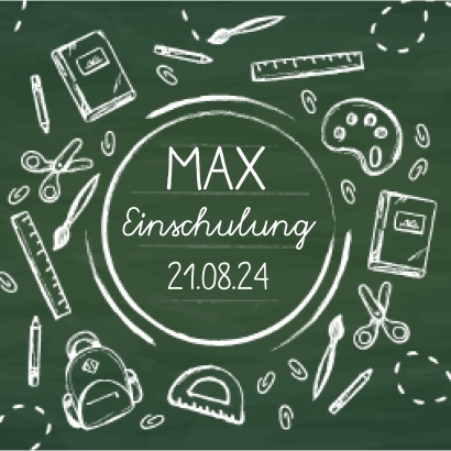 Banderole fr Getrnke Dosen zur Einschulung, grne Schultafel