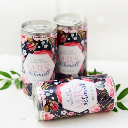 JGA I Hochzeit Banderole fr Prosecco Dosen autumn flowers dark