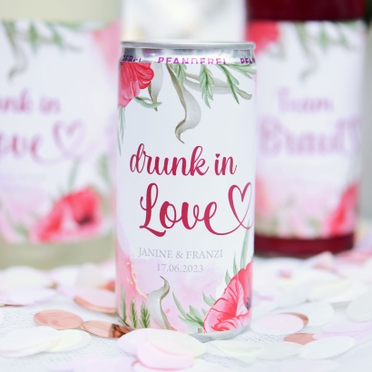 JGA I Hochzeit Banderole fr Prosecco Dosen Mohn