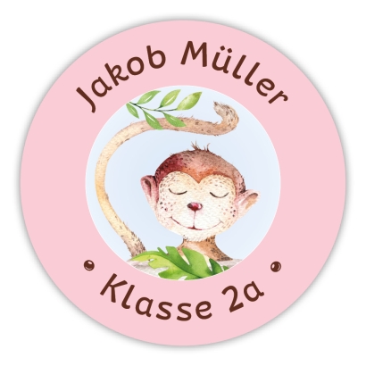 Schulaufkleber I Namensaufkleber fr die Schule Affe