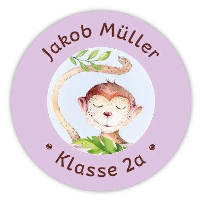 Schulaufkleber I Namensaufkleber fr die Schule Affe