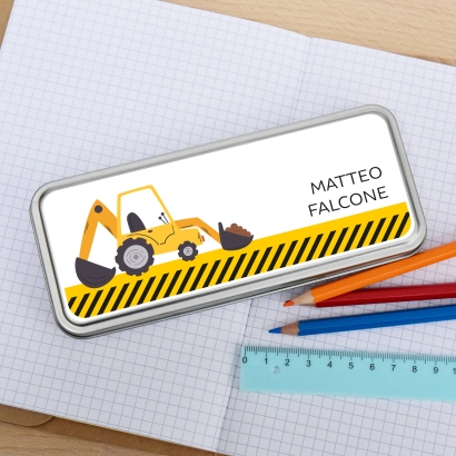 Stiftedose I Stiftebox fr die Schule Bagger