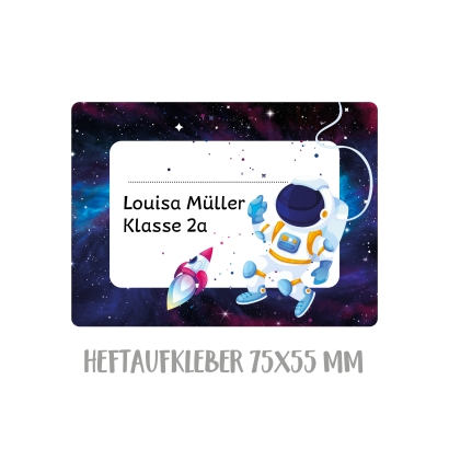 Namensaufkleber Set fr die Schule Astronautin