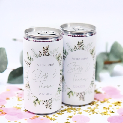 JGA I Hochzeit Banderole fr Prosecco Dosen Kranz oval