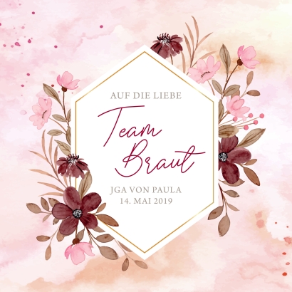 JGA I Hochzeit Banderole fr Prosecco Dosen flowers rose