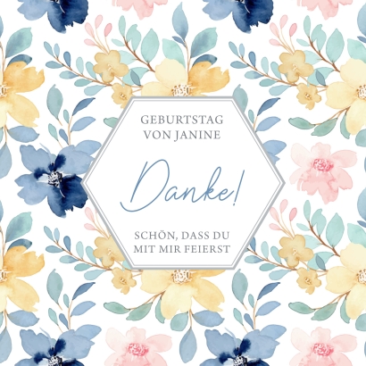 JGA I Hochzeit Banderole fr Prosecco Dosen flowers gelb-blau