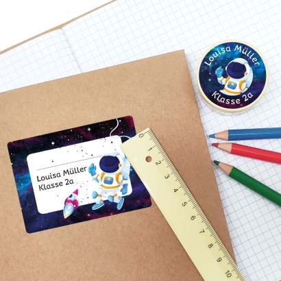 Schulaufkleber I Namensaufkleber fr die Schule Astronautin