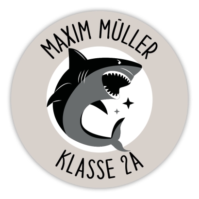 Schulaufkleber I Namensaufkleber fr die Schule Hai