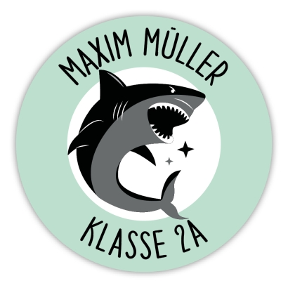 Schulaufkleber I Namensaufkleber fr die Schule Hai