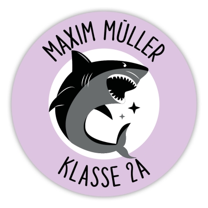 Schulaufkleber I Namensaufkleber fr die Schule Hai
