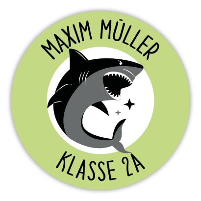 Schulaufkleber I Namensaufkleber fr die Schule Hai