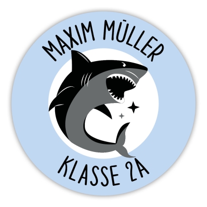 Schulaufkleber I Namensaufkleber fr die Schule Hai