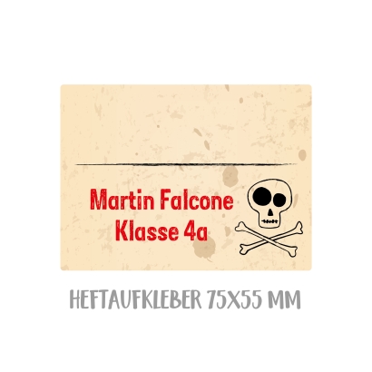 Namensaufkleber Set fr die Schule Totenkopf