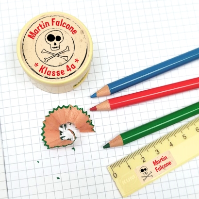 Namensaufkleber Set fr die Schule Totenkopf