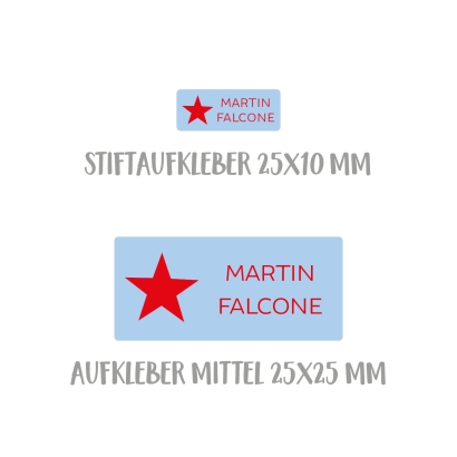 Namensaufkleber Set fr die Schule Stern