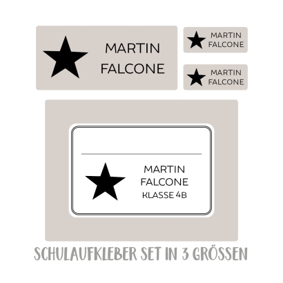 Namensaufkleber Set fr die Schule Stern