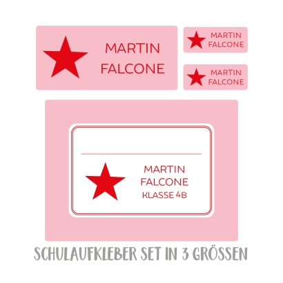 Namensaufkleber Set fr die Schule Stern