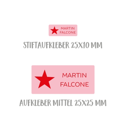 Namensaufkleber Set fr die Schule Stern