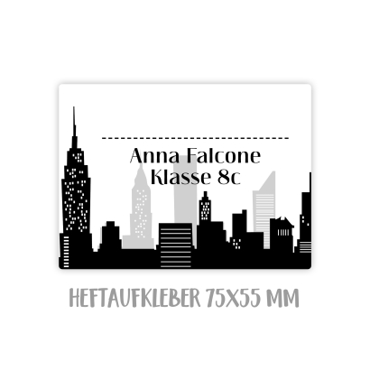 Namensaufkleber Set fr die Schule Skyline