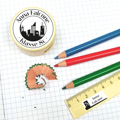 Namensaufkleber Set fr die Schule Skyline