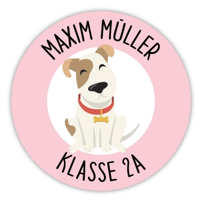 Schulaufkleber I Namensaufkleber fr die Schule Hund