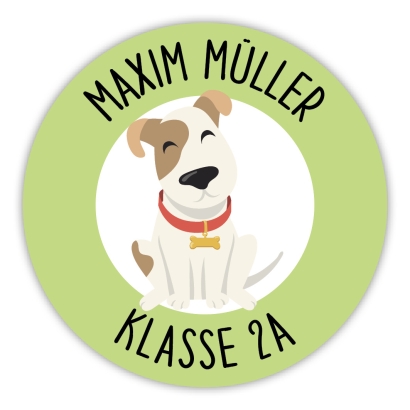 Schulaufkleber I Namensaufkleber fr die Schule Hund