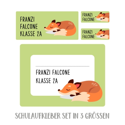 Namensaufkleber Set fr die Schule Fuchs