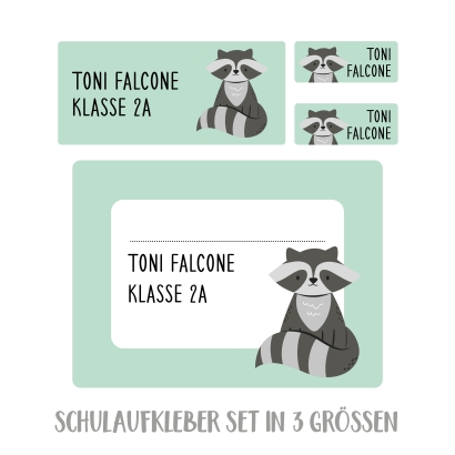 Namensaufkleber Set fr die Schule Waschbr