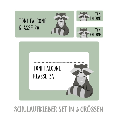 Namensaufkleber Set fr die Schule Waschbr