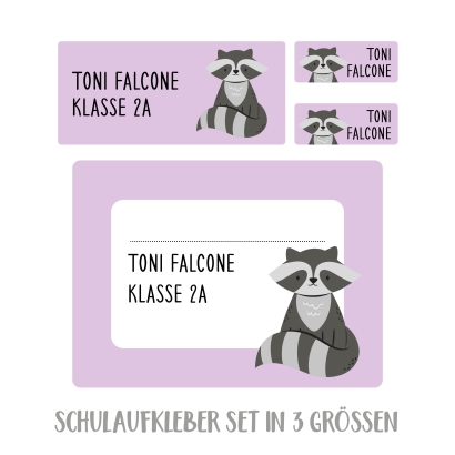 Namensaufkleber Set fr die Schule Waschbr