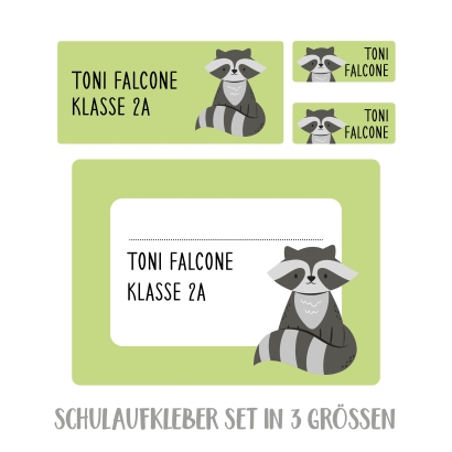 Namensaufkleber Set fr die Schule Waschbr