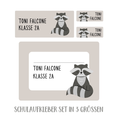 Namensaufkleber Set fr die Schule Waschbr