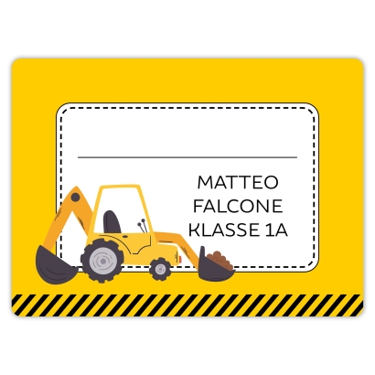 Heftaufkleber I groe Schulaufkleber Bagger