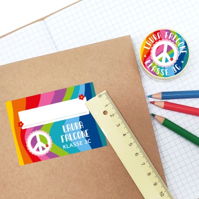 Heftaufkleber I groe Schulaufkleber Hippie